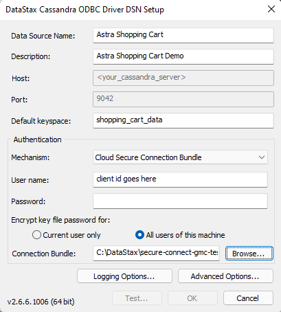 Configure Cassandra ODBC Driver