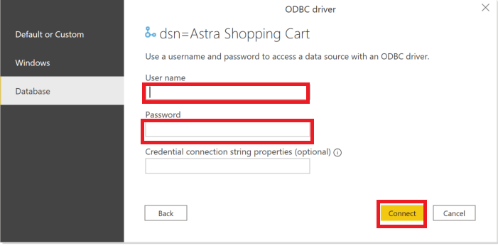 Authenticate the ODBC Connection