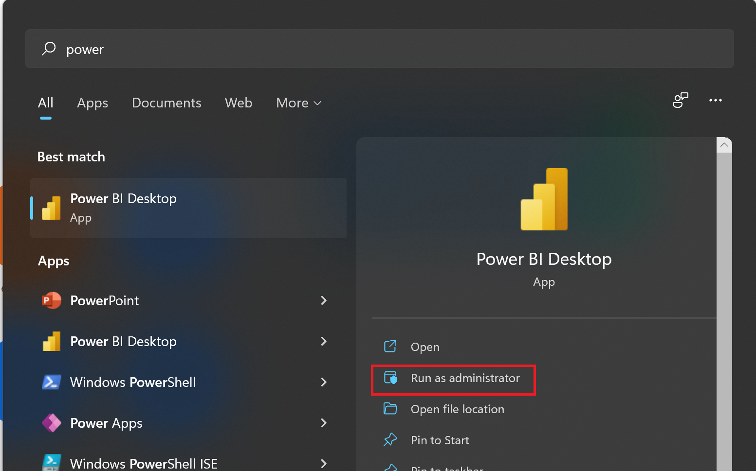 Start Power BI Desktop