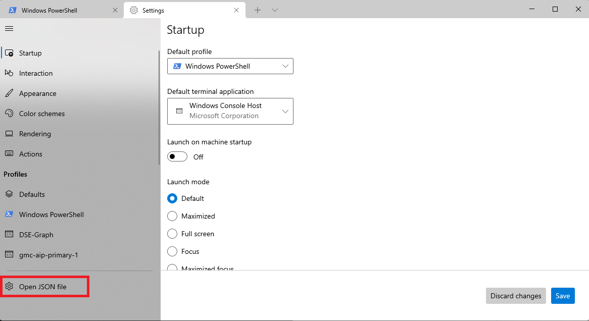 Windows Terminal - Open Settings